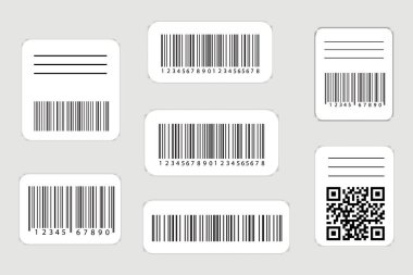 Gerçekçi barkod ve qr kodları etiketi ayarlandı