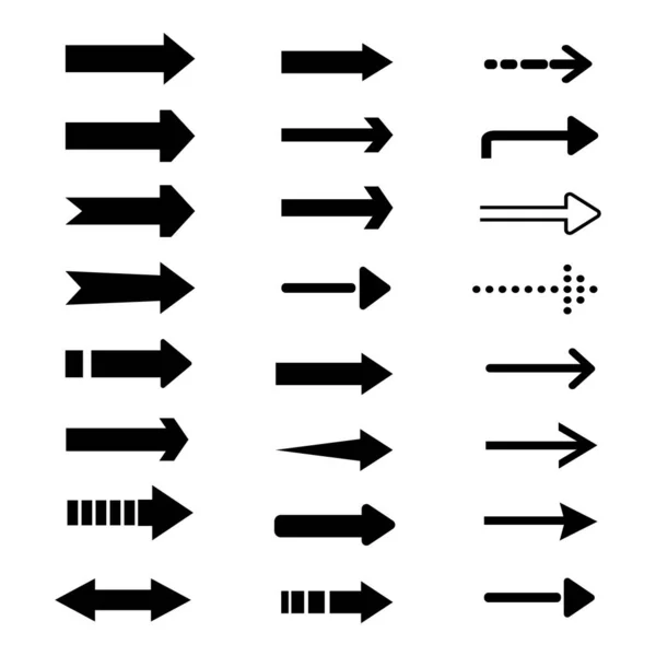 Grand ensemble de flèches plates vectorielles . — Image vectorielle