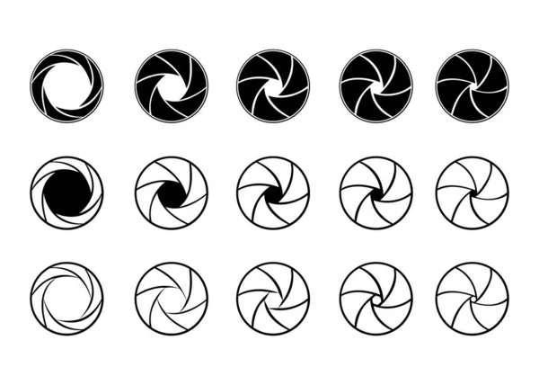 Conjunto de iconos de apertura de lente de cámara — Archivo Imágenes Vectoriales