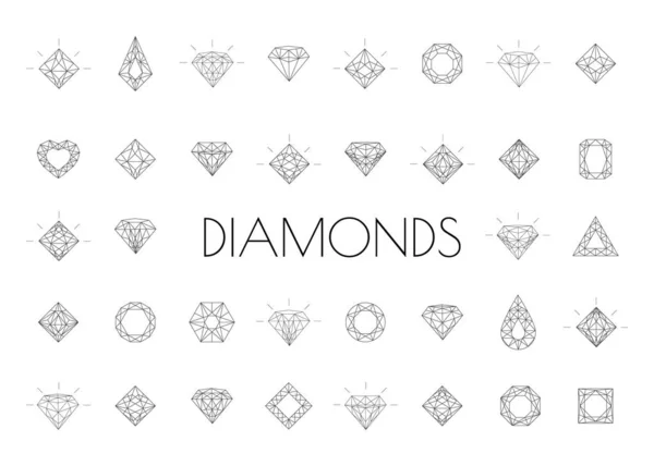 Joyas iconos de diamantes . — Vector de stock