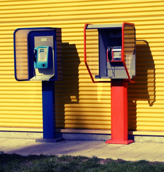 Két Telefonfülke Bulgáriában — Stock Fotó