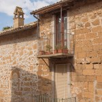 Sunlight between buildings in Orvieto, Rome suburb, Italy