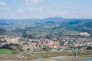 Orvieto, Roma banliyösünde, İtalya rooftops havadan görünümü