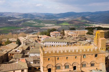Orvieto, Roma banliyösünde, İtalya rooftops havadan görünümü