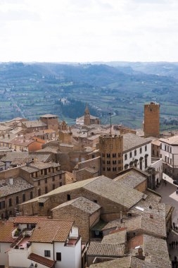 Orvieto, Roma banliyösünde, İtalya rooftops havadan görünümü