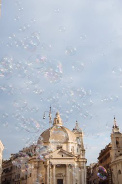 Dikilitaş, piazza del popolo (halklar kare) ve sabun köpüğü Roma, İtalya