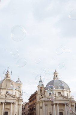 Dikilitaş, piazza del popolo (halklar kare) ve sabun köpüğü Roma, İtalya