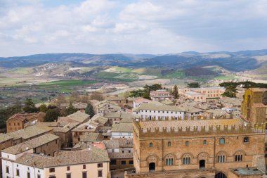 Orvieto, Roma banliyösünde, İtalya rooftops havadan görünümü