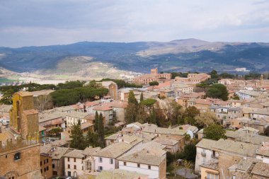 Orvieto, Roma banliyösünde, İtalya rooftops havadan görünümü