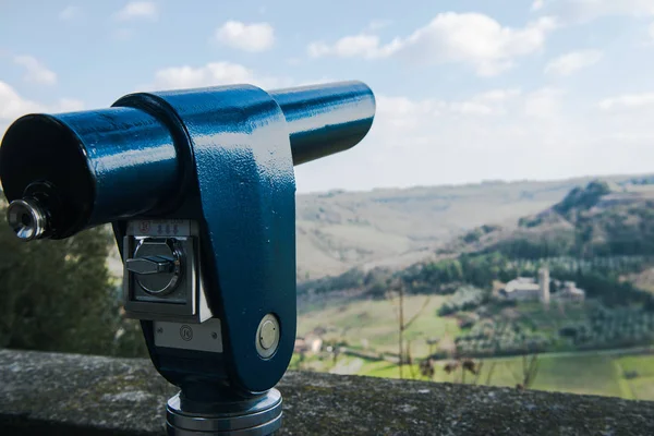 Binoculars Sightseeing Terrace Hills Background Orvieto Rome Suburb Italy — Free Stock Photo