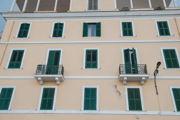 Facade of old european building, Anzio, Italy