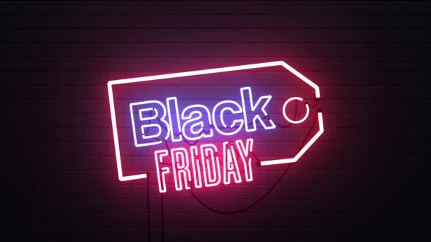 Black Friday Verkauf Leuchtreklame Banner Hintergrund Für Promo Video Konzept — Stockvideo