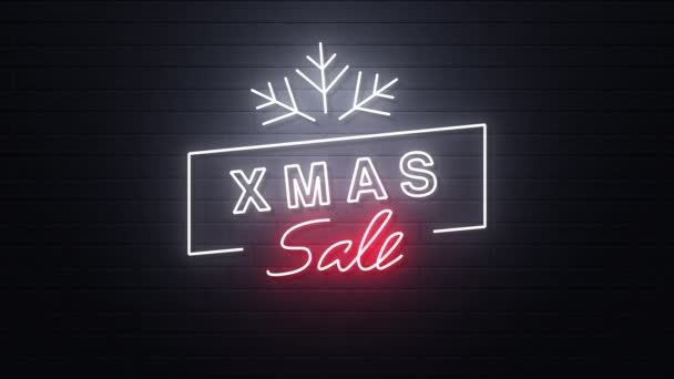 Footage Neon Sign Background Xmas Sale Lettering — Stock Video