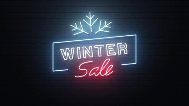 Footage Neon Sign Background Winter Sale Lettering — Stock Video