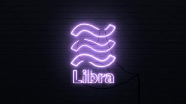 Libra iş adı ve logo işaretli neon tabela arkaplan görüntüleri