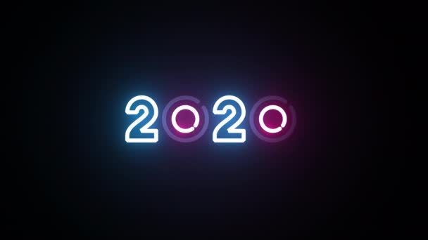 Bonne Année 2020 Néon Signe Fond Nouveau Concept Année — Video