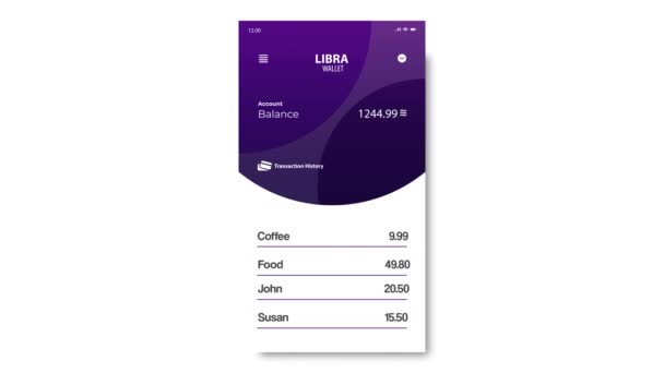 Záběry Rozhraní Aplikace Libra Currency Pro Mobilní Telefony — Stock video