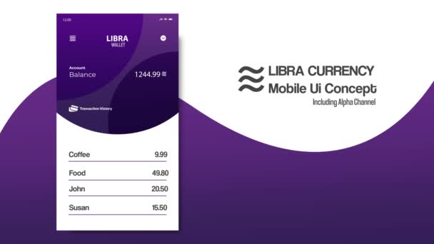 Séquences Libra Interface Application Monnaie Pour Mobile — Video