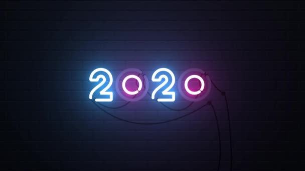 Happy New Year 2020 Neon Sign Background New Year Concept — Stock Video