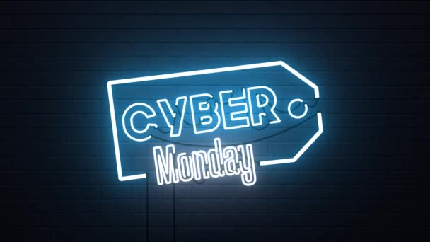 Cyber Monday Venta Imágenes Fondo Signo Neón — Vídeo de stock