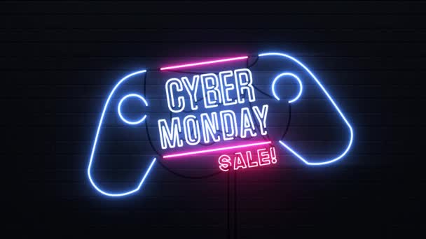 Cyber Maandag Verkoop Neon Teken Achtergrond Beelden — Stockvideo