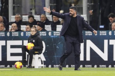 Milan, Italy - 12/02/2020: Coppa Italia, Inter vs Napoli 0-1: Gennaro Gattuso, coach Napoli.