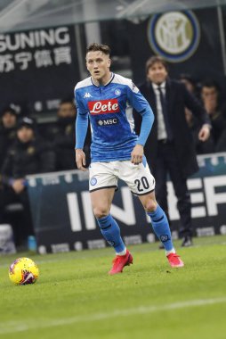 Milan, Italy - 12/02/2020: Coppa Italia, Inter vs Napoli 0-1. Piotr Zielinski, Napoli.