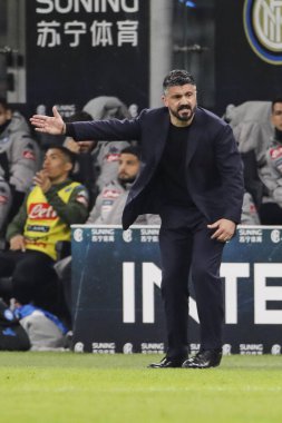 Milan, Italy - 12/02/2020: Coppa Italia, Inter vs Napoli 0-1: Gennaro Gattuso, coach Napoli.