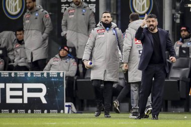 Milan, Italy - 12/02/2020: Coppa Italia, Inter vs Napoli 0-1: Gennaro Gattuso, coach Napoli.