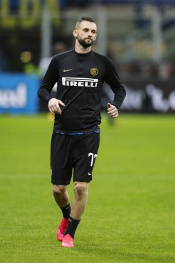 Milan, Italy - 12/02/2020: Coppa Italia - Inter vs Napoli 0-1.  Marcelo Brozovic, Inter, during warm-up.