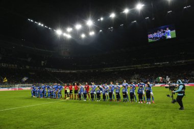 Milan, Italy - 12/02/2020: Coppa Italia, Inter vs Napoli 0-1. Inter and Napoli at the beginning of the match.
