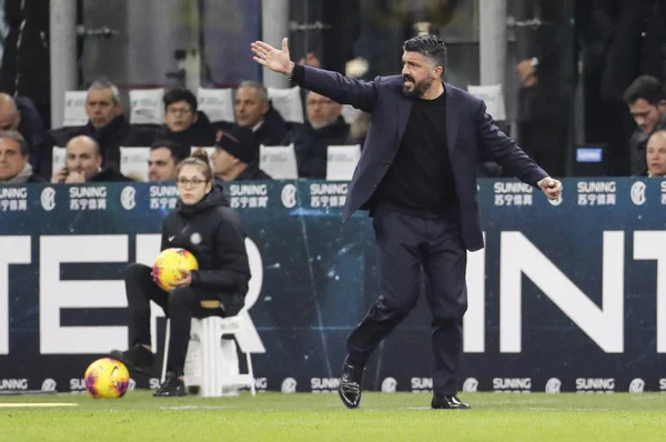 Milán Italia 2020 Coppa Italia Inter Napoli Gennaro Gattuso Entrenador — Foto de Stock