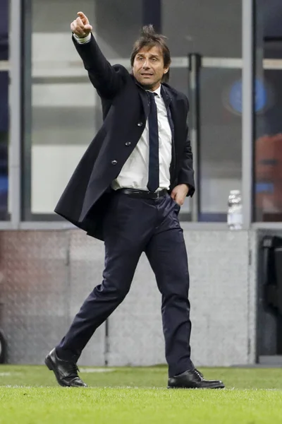 Mediolan Włochy 2020 Coppa Italia Inter Napoli Antonio Conte Trener — Zdjęcie stockowe
