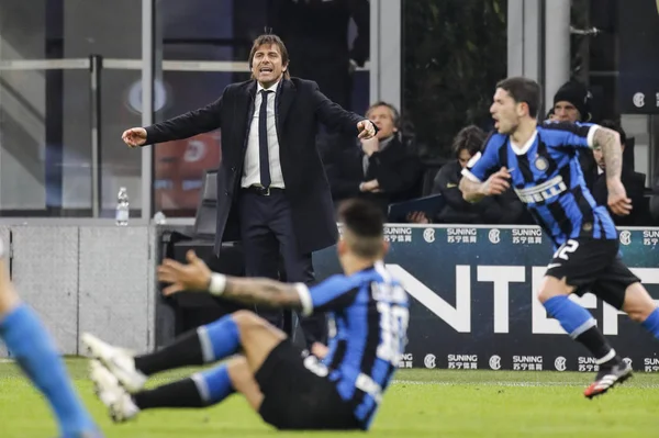 Milão Itália 2020 Coppa Italia Inter Napoli Antonio Conte Treinador — Fotografia de Stock