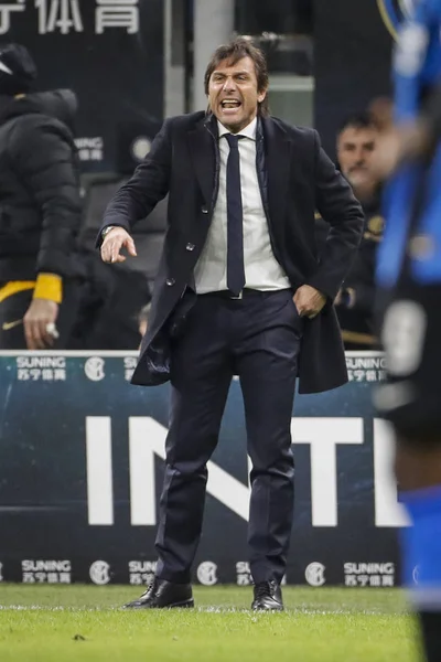 Μιλάνο Ιταλία 2020 Coppa Italia Inter Napoli Antonio Conte Προπονητής — Φωτογραφία Αρχείου