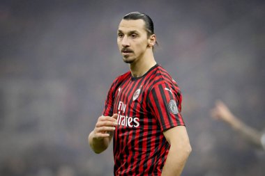 MILAN, ITALY - FEBRUARY 17, 2020: Zlatan Ibrahimovic of AC Milan looks on prior to the Serie A football match between AC Milan and Torino FC.