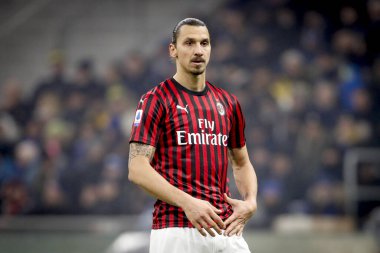 MILAN, ITALY - FEBRUARY 17, 2020: Zlatan Ibrahimovic of AC Milan looks on prior to the Serie A football match between AC Milan and Torino FC.