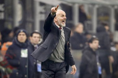 MILAN, ITALY - FEBRUARY 13, 2020: Stefano Pioli, head coach of AC Milan, looks on prior to the Coppa Italia semi final football match between AC Milan and Juventus FC.