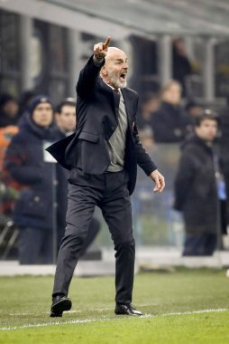MILAN, ITALY - FEBRUARY 13, 2020: Stefano Pioli, head coach of AC Milan, looks on prior to the Coppa Italia semi final football match between AC Milan and Juventus FC.