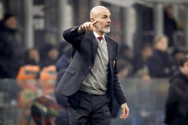 MILAN, ITALY - FEBRUARY 13, 2020: Stefano Pioli, head coach of AC Milan, looks on prior to the Coppa Italia semi final football match between AC Milan and Juventus FC.