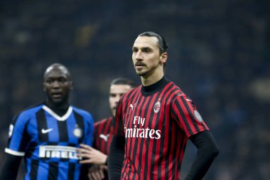 MILAN, ITALY - FEBRUARY 17, 2020: Zlatan Ibrahimovic of AC Milan looks on prior to the Serie A football match between AC Milan and Torino FC.