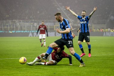 MILAN, ITALY - FEBRUARY 09, 2020: Matias Vecino of FC Internazionale reacts during the Serie A football match between FC Internazionale and AC Milan. FC Internazionale won 4-2 over AC Milan.