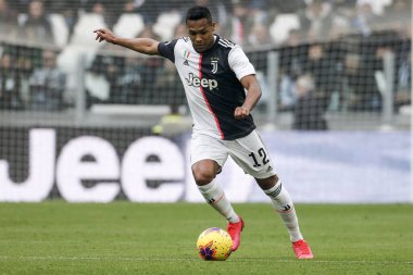 TURIN, ITALY - FEBRUARY 16, 2020: Alex Sandro of Juventus FC in action during the Serie A football match between Juventus FC and Brescia Calcio.