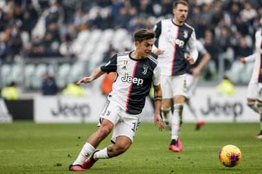 TURIN, ITALY - FEBRUARY 16, 2020: Paulo Dybala of Juventus FC gestures during the Serie A football match between Juventus FC and Brescia Calcio.