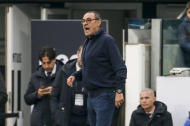 TURIN, ITALY - FEBRUARY 16, 2020: Maurizio Sarri, head coach of Juventus FC, looks on prior to the Serie A football match between Juventus FC and Brescia Calcio.