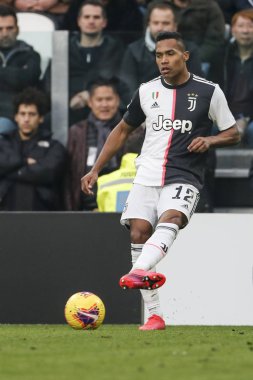 TURIN, ITALY - FEBRUARY 16, 2020: Alex Sandro of Juventus FC in action during the Serie A football match between Juventus FC and Brescia Calcio. Alex Sandro, Brazil, Juventus.