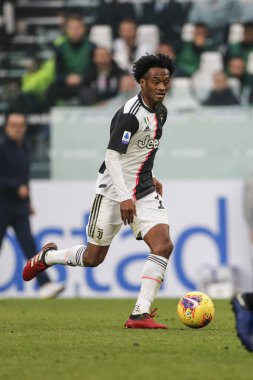 TURIN, ITALY - FEBRUARY 16, 2020: Juan Cuadrado of Juventus FC in action during the Serie A football match between Juventus FC and Brescia Calcio. Juan Cuadrado, Juventus.