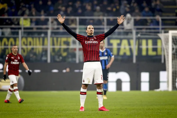 MILAN, ITALY - FEBRUARY 17, 2020: Zlatan Ibrahimovic of AC Milan  on prior to the Serie A football match 