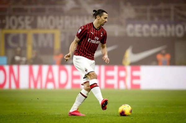 Milan Italy February 2020 Zlatan Ibrahimovic Milan Looks Prior Serie — Stok fotoğraf