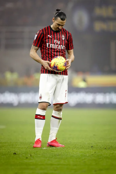 Milan Italy February 2020 Zlatan Ibrahimovic Milan Looks Prior Serie — стокове фото